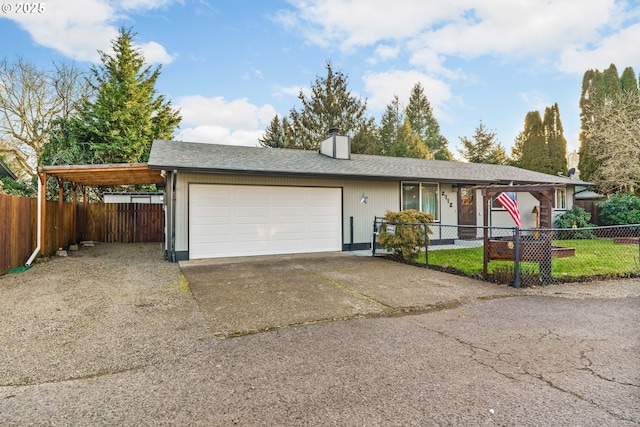 single story home featuring a garage