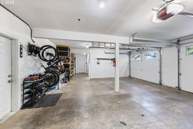 garage with a garage door opener