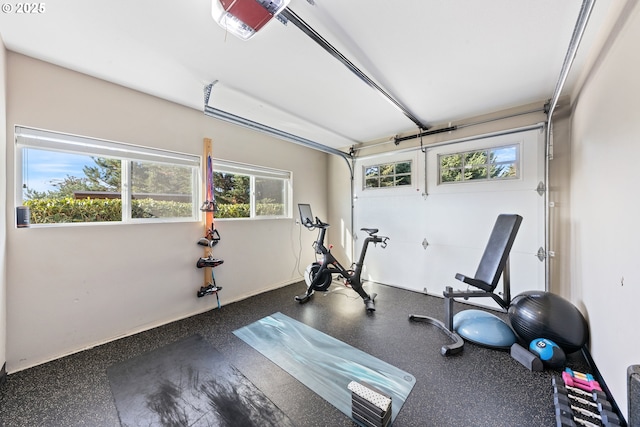 exercise room with a healthy amount of sunlight