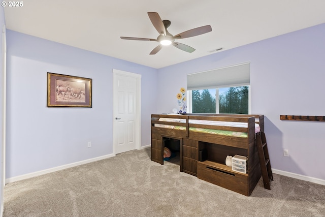 bedroom featuring carpet flooring, baseboards, and visible vents