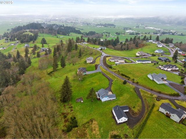 birds eye view of property with a rural view
