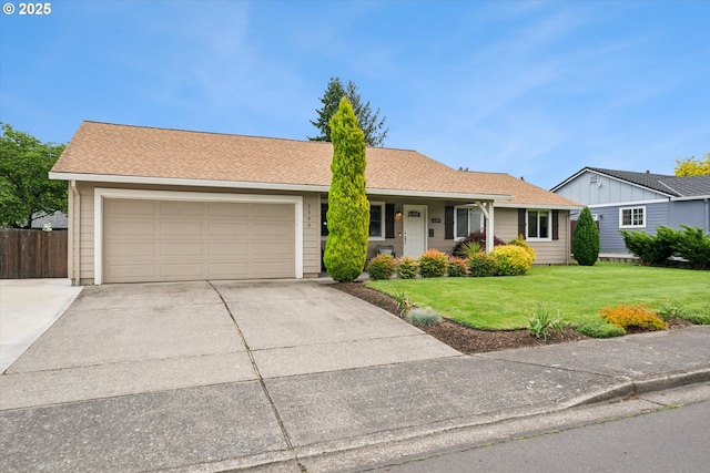 single story home featuring an attached garage and driveway
