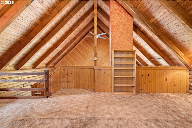 67388 Timberline Rd, Summerville, OR 97876 - bonus room with wooden ceiling, wood walls, and carpet floors