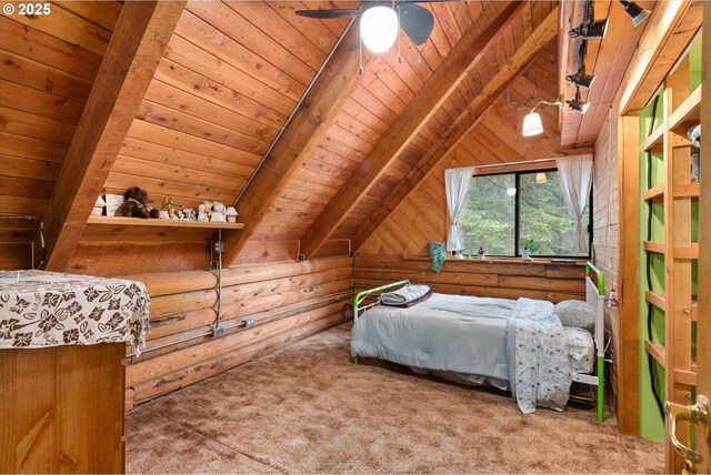 67388 Timberline Rd, Summerville, OR 97876 - bedroom with wood ceiling and carpet