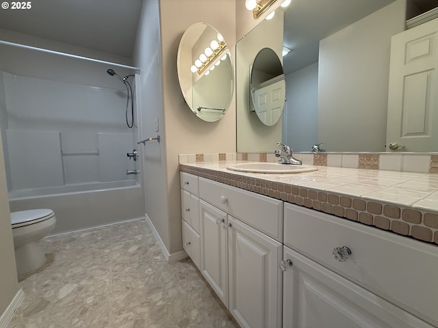 1000 NE Park Edge Cir, Hillsboro, OR 97124 - bathroom featuring vanity, toilet, bathtub / shower combination, and baseboards