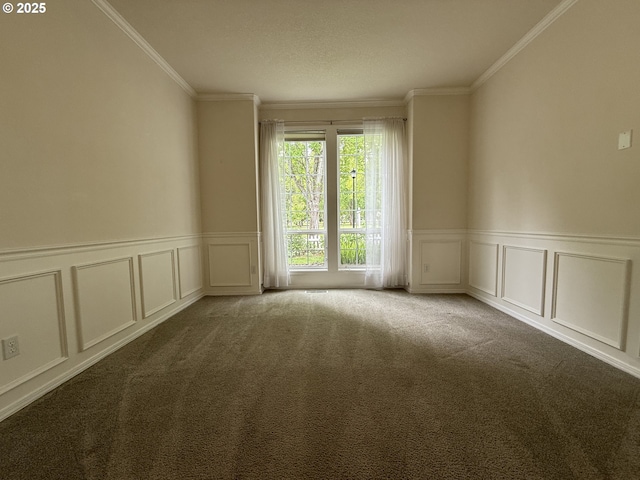 1000 NE Park Edge Cir, Hillsboro, OR 97124 - unfurnished room featuring a decorative wall, crown molding, a wainscoted wall, and carpet floors