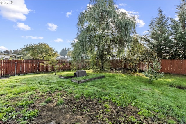 view of yard featuring a fenced backyard