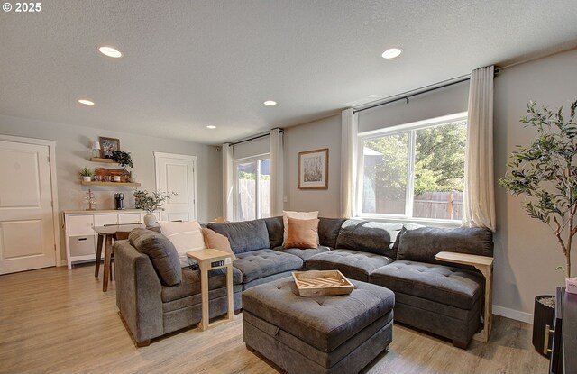 7407 NE 136th Ave, Vancouver, WA 98682 - living area with plenty of natural light, light wood finished floors, recessed lighting, and a textured ceiling