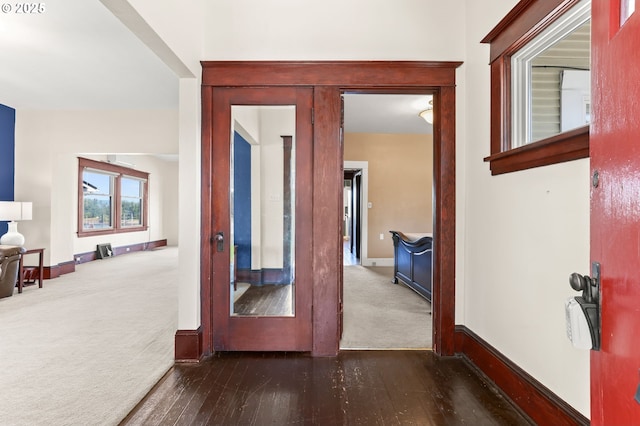 160 S 1st St, Saint Helens, OR 97051 - corridor with baseboards, wood finished floors, and carpet flooring