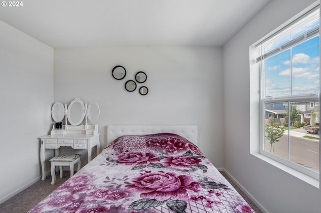bedroom with baseboards and carpet floors