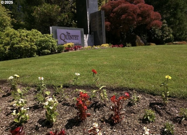 view of property's community featuring a yard