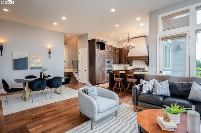 3232 NW Spencer St, Portland, OR 97229 - living area featuring a chandelier, recessed lighting, and wood finished floors