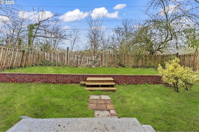 view of yard featuring a fenced backyard