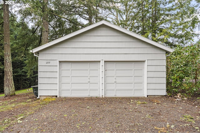 view of detached garage