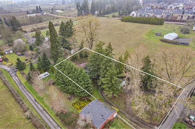 bird's eye view featuring a rural view