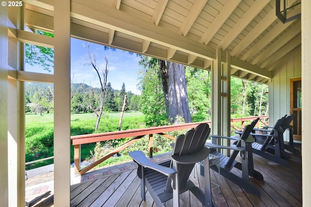 deck featuring a mountain view
