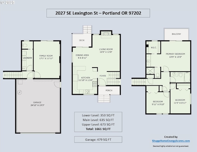 2027 SE Lexington St, Portland, OR 97202 - view of property floor plan