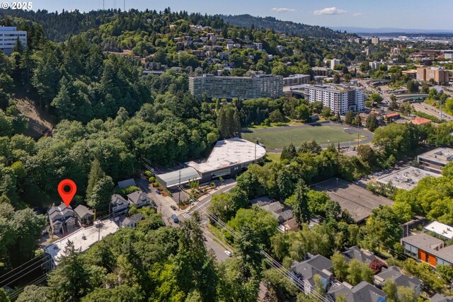 2933 SW 4th Ave, Portland, OR 97201 - aerial view of property's location with a heavily wooded area