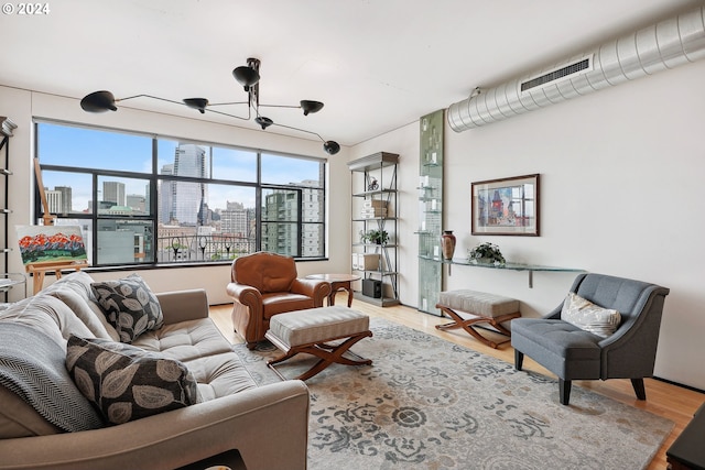 333 NW 9th Ave Unit 1205, Portland, OR 97209 - living area with a view of city and light wood-type flooring