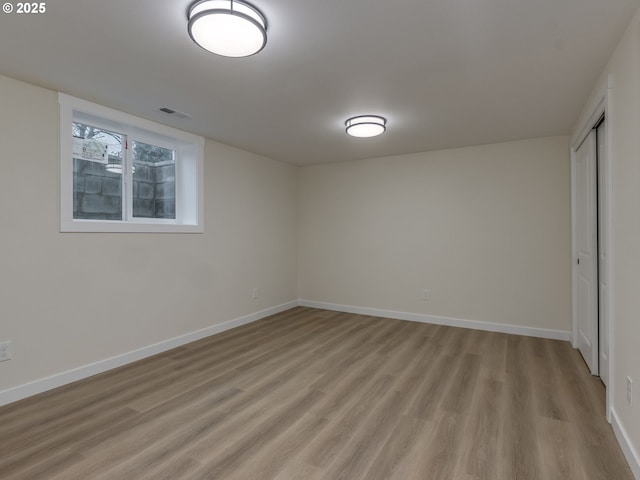 interior space with light hardwood / wood-style flooring