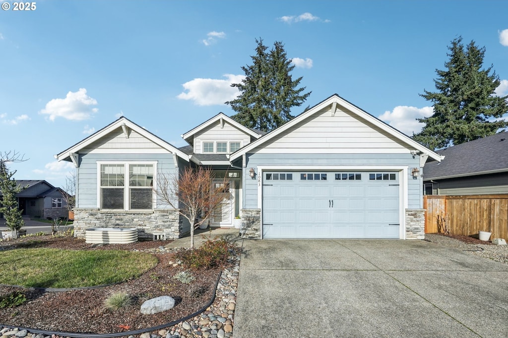 craftsman inspired home featuring a garage