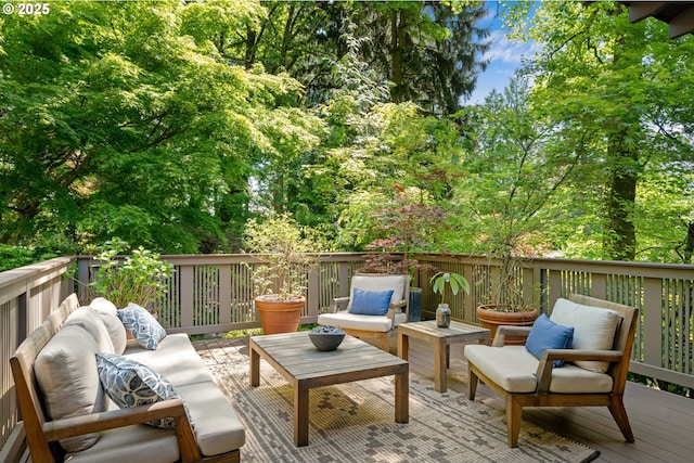 deck with an outdoor hangout area
