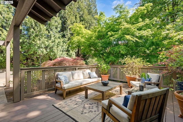 deck featuring an outdoor living space