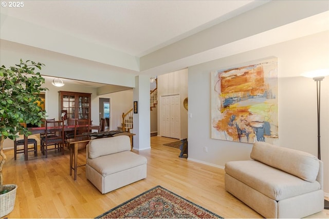 7445 SW Canyon Dr, Portland, OR 97225 - living room featuring light wood-style floors and stairway