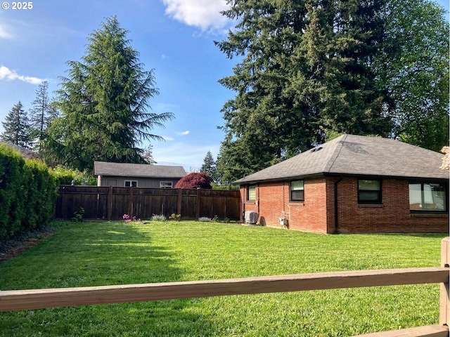 view of yard featuring a fenced backyard