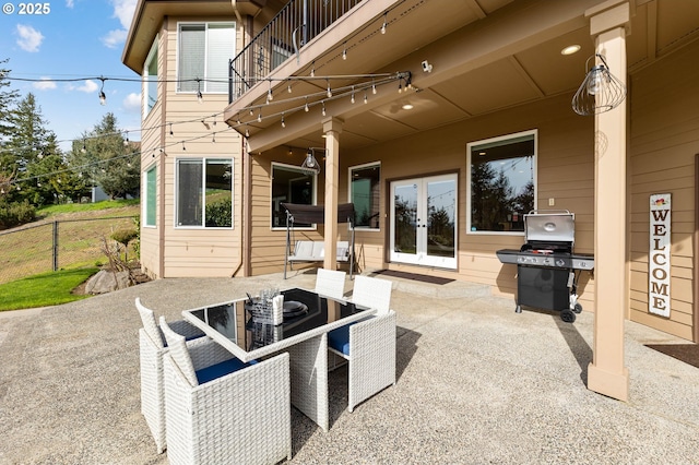 view of patio / terrace with french doors and area for grilling