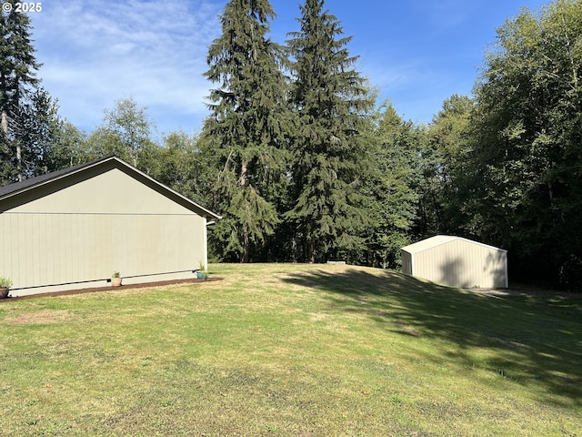 view of yard with an outbuilding