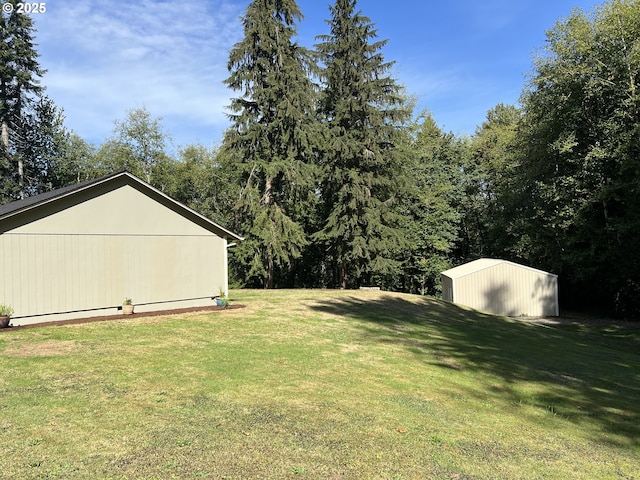 view of yard featuring an outbuilding