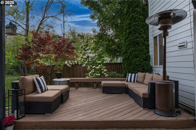 2233 NW Oxford St, Camas, WA 98607 - deck featuring outdoor lounge area and a fenced backyard