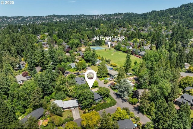15 SW 95th Ave, Portland, OR 97225 - aerial view of property's location with a heavily wooded area and nearby suburban area