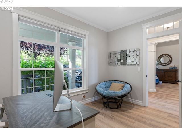 217 Deal Canyon Rd, La Grande, OR 97850 - bedroom featuring light wood finished floors, baseboards, and crown molding
