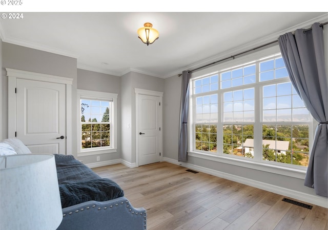 217 Deal Canyon Rd, La Grande, OR 97850 - bedroom with baseboards, wood finished floors, and crown molding