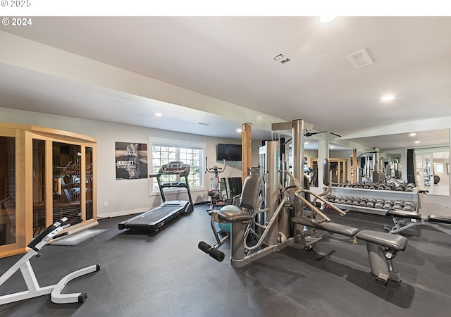 217 Deal Canyon Rd, La Grande, OR 97850 - gym with recessed lighting and baseboards