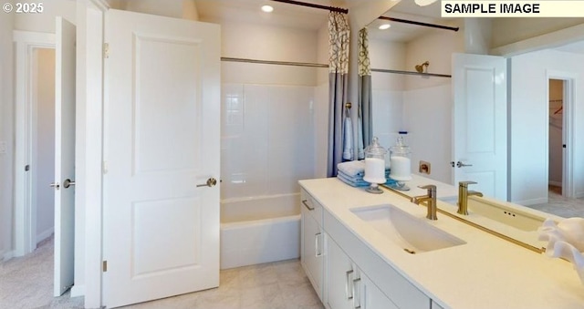 7510 NW Elise Ave, Portland, OR 97229 - bathroom with vanity, shower / bath combo with shower curtain, and recessed lighting