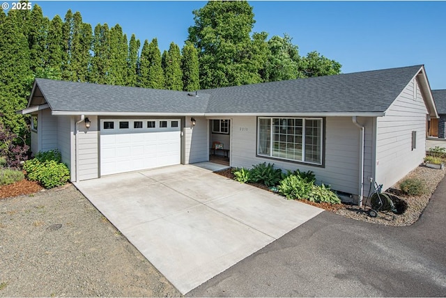 2250 Jeppesen Acres Rd, Eugene, OR 97401 - single story home with a garage, concrete driveway, and a shingled roof