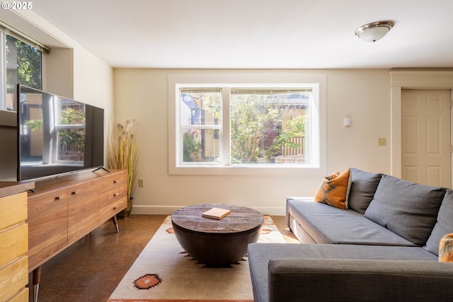 living room featuring plenty of natural light