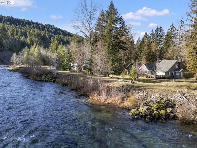 view of yard with a water view