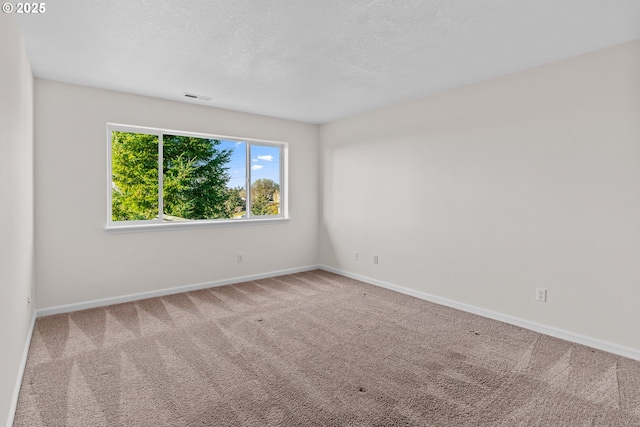 carpeted empty room featuring a textured ceiling