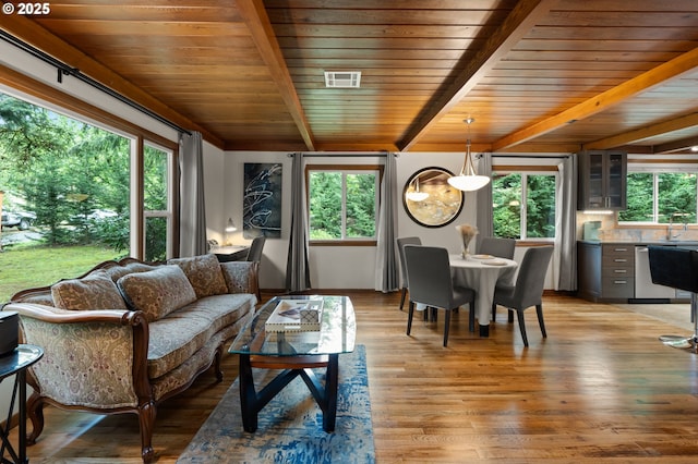 3144 Diane Dr, Lake Oswego, OR 97035 - sunroom featuring beam ceiling, plenty of natural light, and a sink