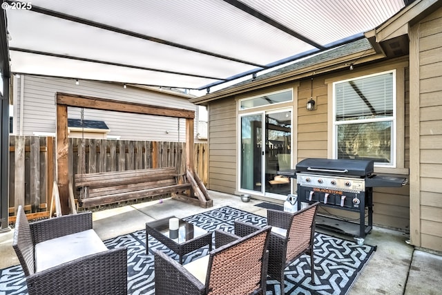 view of patio / terrace featuring outdoor lounge area and grilling area