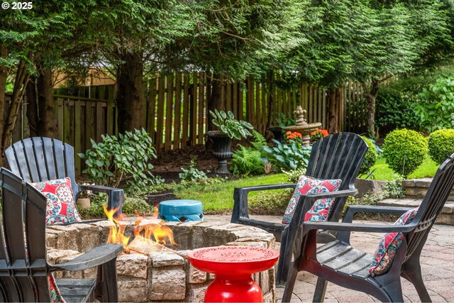 4503 NW 147th Ave, Portland, OR 97229 - view of patio / terrace with an outdoor fire pit