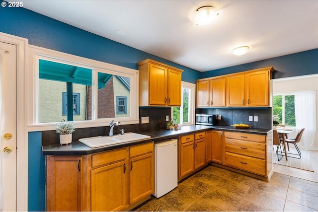 1716 N Rosa Parks Way, Portland, OR 97217 - kitchen with white dishwasher, stainless steel microwave, a sink, and healthy amount of natural light