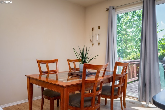 dining area featuring light wood-type flooring