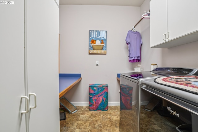 240 NE 5th St, Gresham, OR 97030 - laundry room with washer and dryer, cabinet space, and baseboards