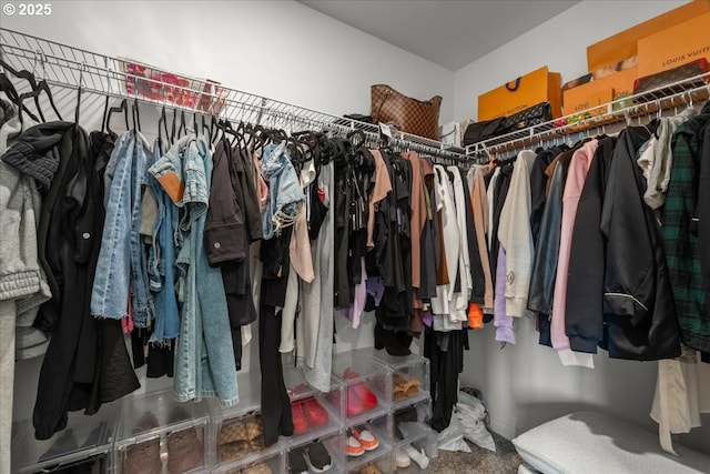 spacious closet featuring carpet floors