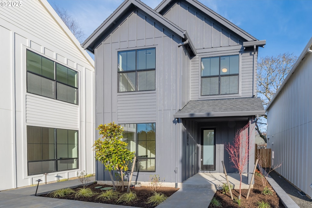 view of modern inspired farmhouse